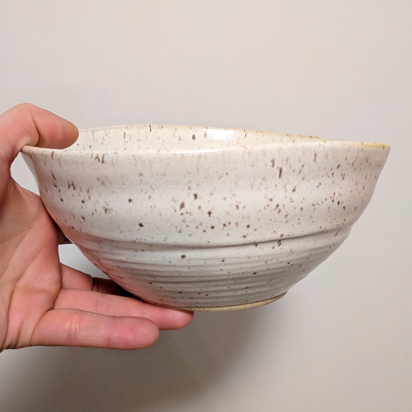 Handmade Cream Speckled Oval Serving Bowl