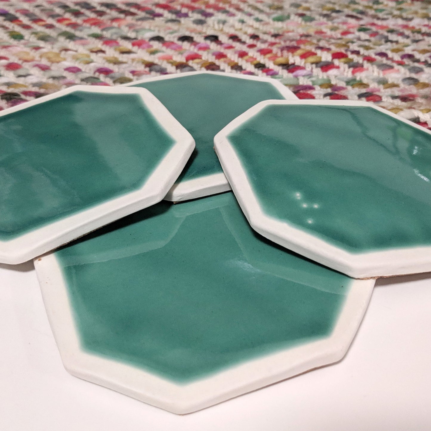 Handmade Stoneware Turquoise Coasters