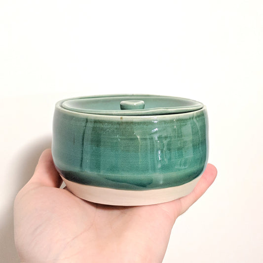 Handthrown Turquoise Jar with Lid