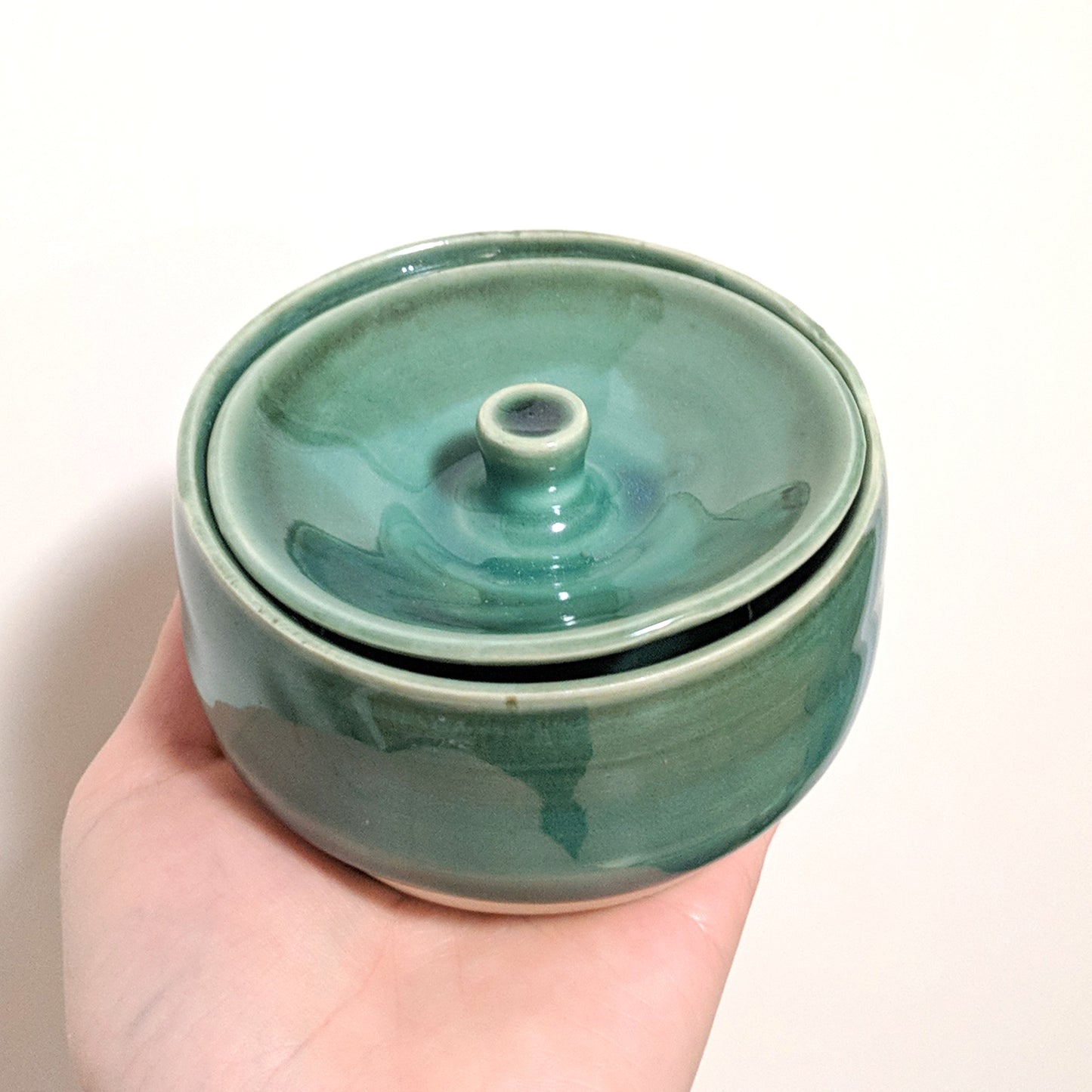 Handthrown Turquoise Jar with Lid