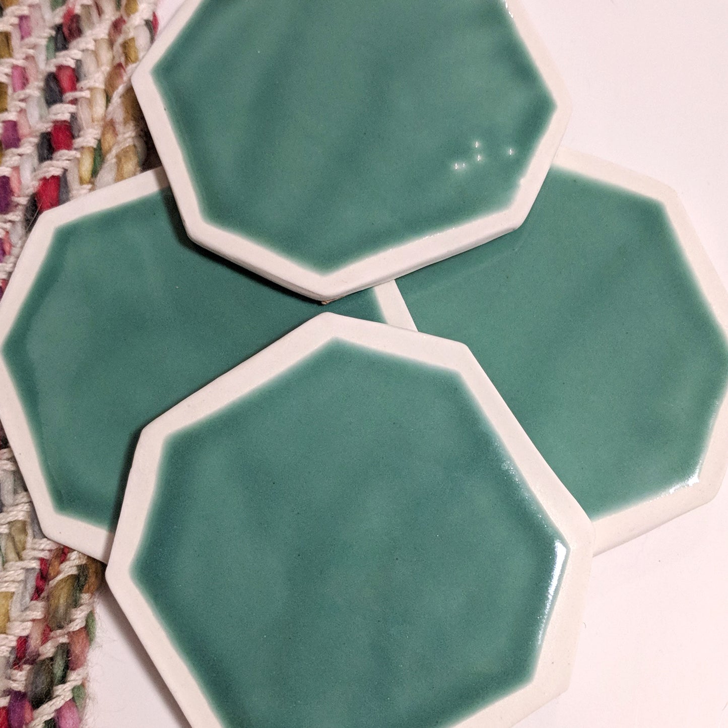 Handmade Stoneware Turquoise Coasters